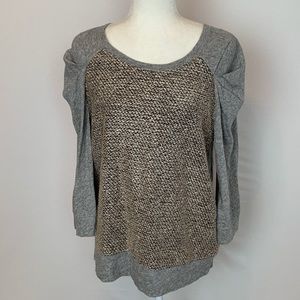 Anthropologie Meadow Rue Gray Knit Boho Top Sz L